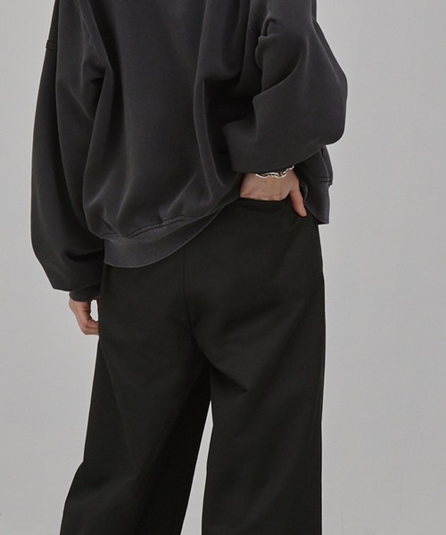 EMMA CLOTHES（エマクローズ）の「TCディープタックストレートワイドパンツ（チノパンツ・メンズ・カーキ/ブラック/ベージュ・S/L/M）」の11枚目の写真