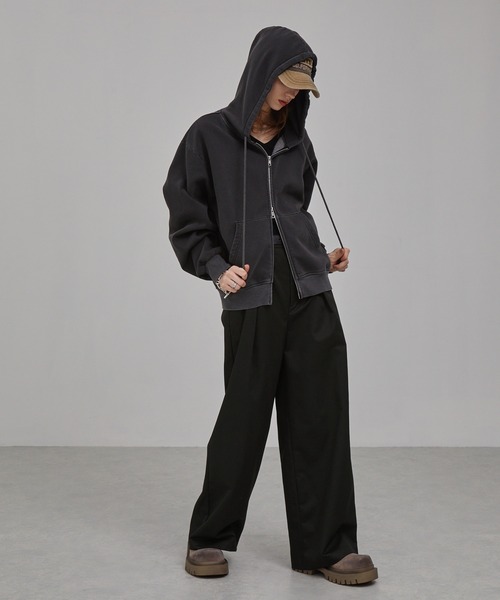 EMMA CLOTHES（エマクローズ）の「TCディープタックストレートワイドパンツ（チノパンツ・メンズ・カーキ/ブラック/ベージュ・S/L/M）」の13枚目の写真