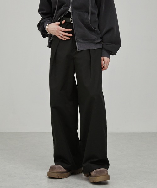 セール】TCディープタックストレートワイドパンツ（チノパンツ）｜EMMA