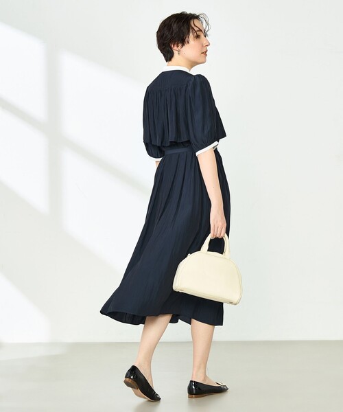 セール】ウォッシャブル割繊ケープ風ワンピース（ワンピース