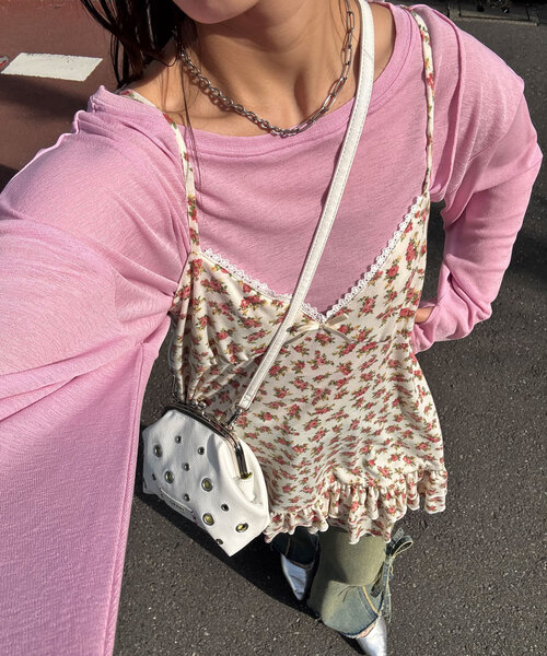 ciaopanic カットフラワーキャミチュニックワンピース　ベージュ　花柄 カットフラワーキャミチュニックワンピース | CIAOPANIC(チャオ
