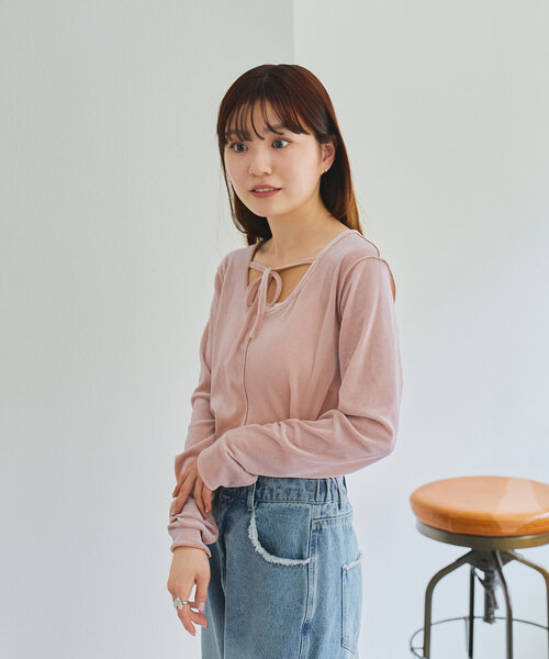 Kastane（カスタネ）の「リボン開きチュールTEE（Tシャツ/カットソー・レディース・ピンク/アイボリー/カーキ/ホワイト/サックスブルー/ブルー・FREE）」の11枚目の写真