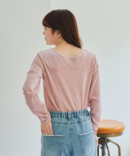 Kastane（カスタネ）の「リボン開きチュールTEE（Tシャツ/カットソー・レディース・ピンク/アイボリー/カーキ/ホワイト/サックスブルー/ブルー・FREE）」の10枚目の写真