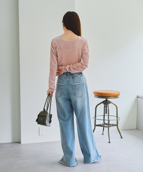 Kastane（カスタネ）の「リボン開きチュールTEE（Tシャツ/カットソー・レディース・ピンク/アイボリー/カーキ/ホワイト/サックスブルー/ブルー・FREE）」の7枚目の写真