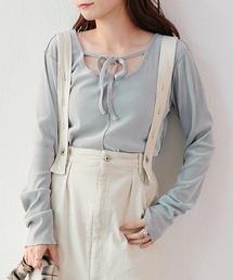 Kastane | リボン開きチュールTEE(Tシャツ/カットソー)