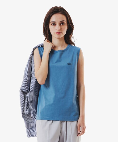 LACOSTE(ラコステ)の「ノースリーブTシャツ(Tシャツ/カットソー・レディース・ブラック/ホワイト/グレイッシュブルー・36/38/40/34)」の3枚目の写真