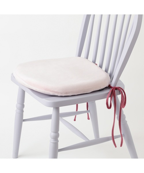 ロングリボン チェアシートクッション ピンク×ダークピンク