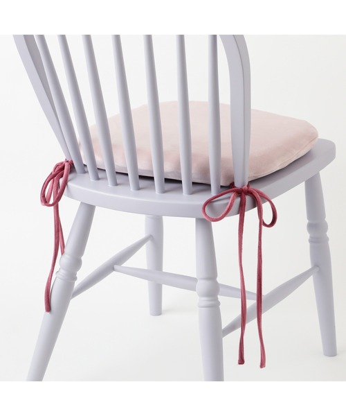 ロングリボン チェアシートクッション ピンク×ダークピンク