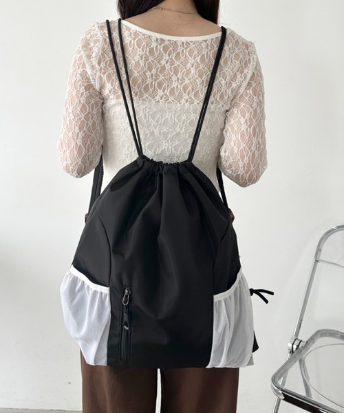 CLEA（クレア）の「軽量メッシュポケットナップサック（バックパック/リュック・レディース・ブラック/グレー/ブルー/グリーン/レッド/ブラック系その他/オレンジ・FREE）」の2枚目の写真