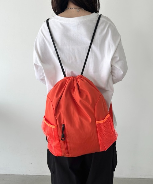 セール】軽量メッシュポケットナップサック（バックパック/リュック