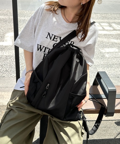 CLEA（クレア）の「軽量メッシュポケットナップサック（バックパック/リュック・レディース・ブラック/グレー/ブルー/グリーン/レッド/ブラック系その他/オレンジ・FREE）」の12枚目の写真