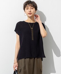 新品❤️ARCHIVIO ブラック 半袖セーター She's Closet ニット セーター 綿100%ショート丈半端袖かぎ針