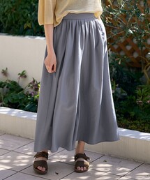 【ウエストゴム】スパンボイル撥水スカートパンツ
