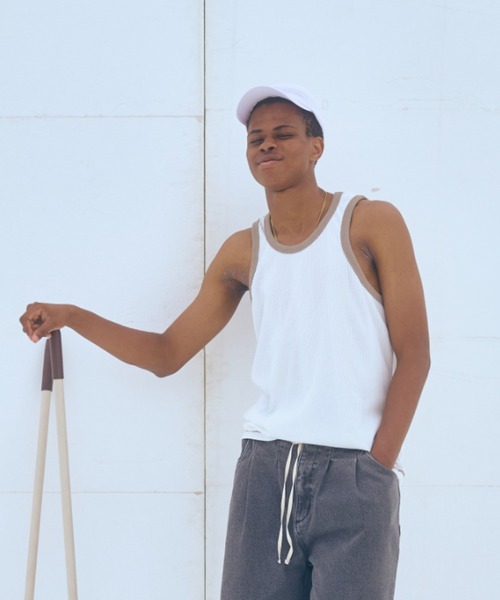 BEAVER(ビーバー)の「B omnivore/ビーオムニボー ランダムテレコ リンガータンク(タンクトップ・メンズ・ブラック/グレー/ホワイト・L/XL)」の2枚目の写真