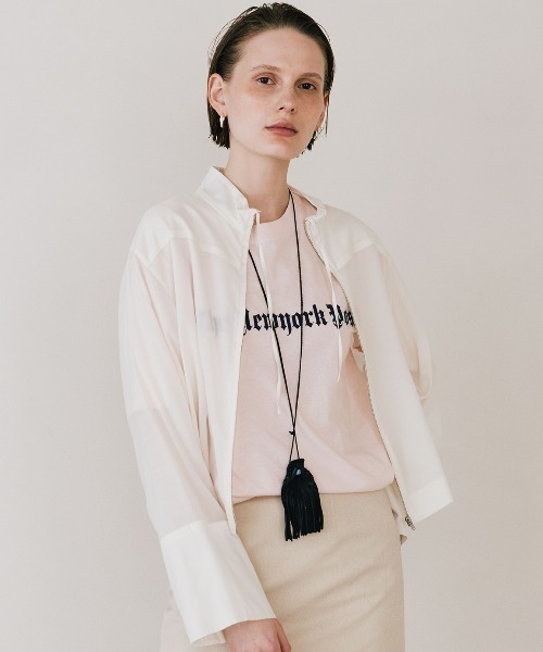 CREDONA（クレドナ）の「SHEER STAND SHIRTS/シアースタンドシャツ（シャツ/ブラウス・レディース・ホワイト/ブルー・FREE）」の2枚目の写真