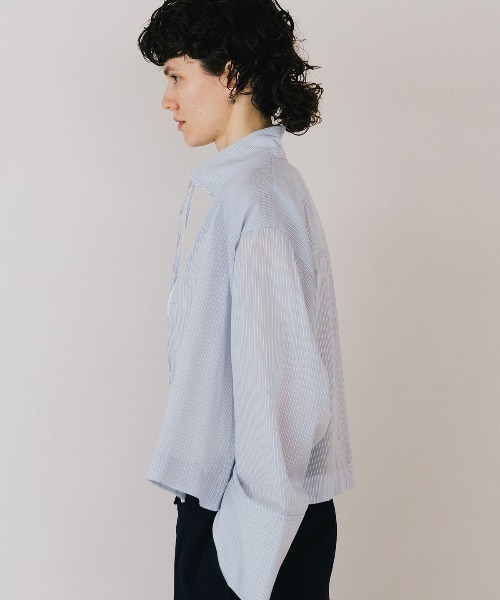 CREDONA（クレドナ）の「SHEER STAND SHIRTS/シアースタンドシャツ（シャツ/ブラウス・レディース・ホワイト/ブルー・FREE）」の17枚目の写真