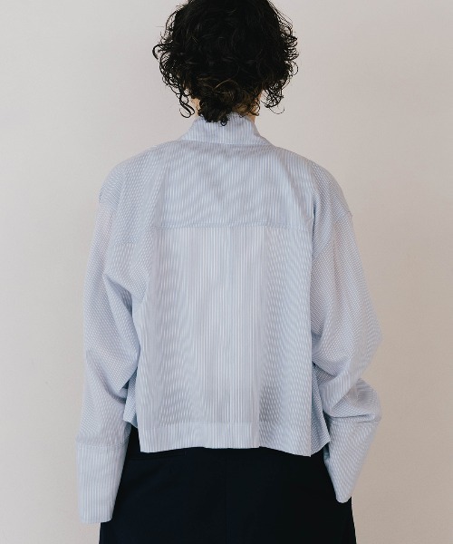 CREDONA（クレドナ）の「SHEER STAND SHIRTS/シアースタンドシャツ（シャツ/ブラウス・レディース・ホワイト/ブルー・FREE）」の16枚目の写真