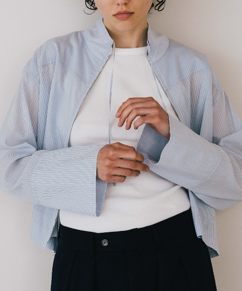CREDONA（クレドナ）の「SHEER STAND SHIRTS/シアースタンドシャツ（シャツ/ブラウス・レディース・ホワイト/ブルー・FREE）」の15枚目の写真