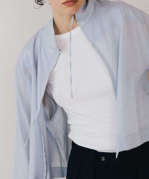 CREDONA（クレドナ）の「SHEER STAND SHIRTS/シアースタンドシャツ（シャツ/ブラウス・レディース・ホワイト/ブルー・FREE）」の12枚目の写真