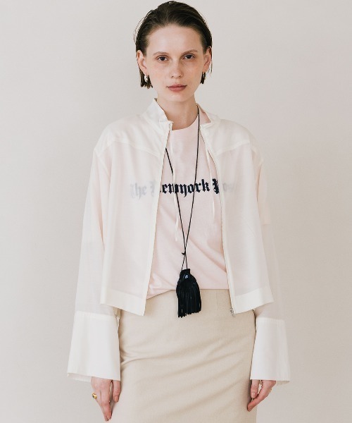 CREDONA（クレドナ）の「SHEER STAND SHIRTS/シアースタンドシャツ（シャツ/ブラウス・レディース・ホワイト/ブルー・FREE）」の11枚目の写真