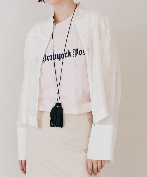 CREDONA（クレドナ）の「SHEER STAND SHIRTS/シアースタンドシャツ（シャツ/ブラウス・レディース・ホワイト/ブルー・FREE）」の10枚目の写真