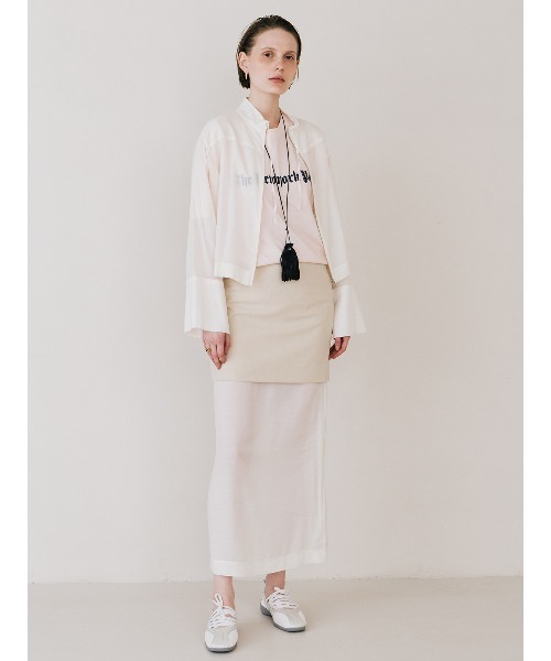 CREDONA（クレドナ）の「SHEER STAND SHIRTS/シアースタンドシャツ（シャツ/ブラウス・レディース・ホワイト/ブルー・FREE）」の5枚目の写真
