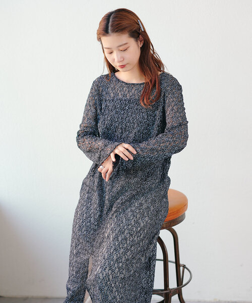 WEB限定/前後2WAY/リバーシブル】レースフラワー長袖ワンピース