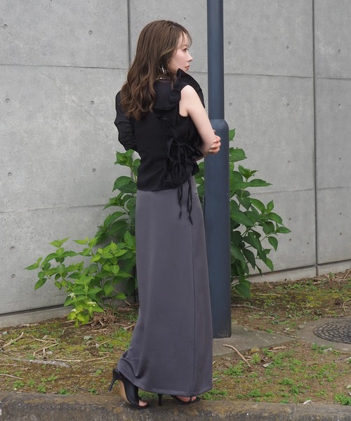 LAULEN(ローレン)の「frill ribbon blouse /花柄 フリル リボン ノースリーブ ブラウス(シャツ/ブラウス・レディース・ホワイト/チャコールグレー/ブラック・FREE)」の15枚目の写真