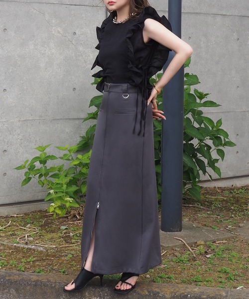 LAULEN(ローレン)の「frill ribbon blouse /花柄 フリル リボン ノースリーブ ブラウス(シャツ/ブラウス・レディース・ホワイト/チャコールグレー/ブラック・FREE)」の16枚目の写真