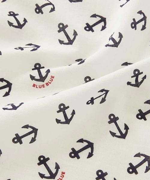 BLUE BLUE（ブルーブルー）の「CHAIN＆ANCHOR コットンバンダナ（バンダナ/スカーフ・メンズ・ネイビー/オフホワイト・ONE SIZE）」の5枚目の写真