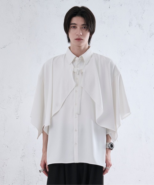 Ellno Loset(エルノロゼット)の「ラッフルヨークベルトツキシャツ(シャツ/ブラウス・メンズ・オフホワイト/ブラック・LARGE/MEDIUM/SMALL)」の17枚目の写真