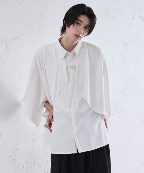 Ellno Loset(エルノロゼット)の「ラッフルヨークベルトツキシャツ(シャツ/ブラウス・メンズ・オフホワイト/ブラック・LARGE/MEDIUM/SMALL)」の12枚目の写真