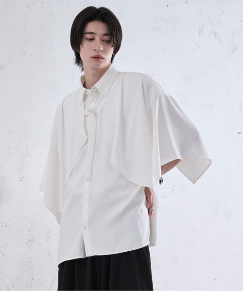 Ellno Loset(エルノロゼット)の「ラッフルヨークベルトツキシャツ(シャツ/ブラウス・メンズ・オフホワイト/ブラック・LARGE/MEDIUM/SMALL)」の13枚目の写真