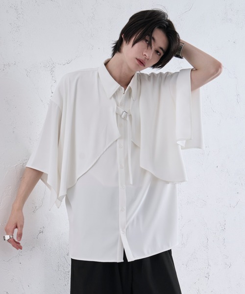 Ellno Loset(エルノロゼット)の「ラッフルヨークベルトツキシャツ(シャツ/ブラウス・メンズ・オフホワイト/ブラック・LARGE/MEDIUM/SMALL)」の16枚目の写真