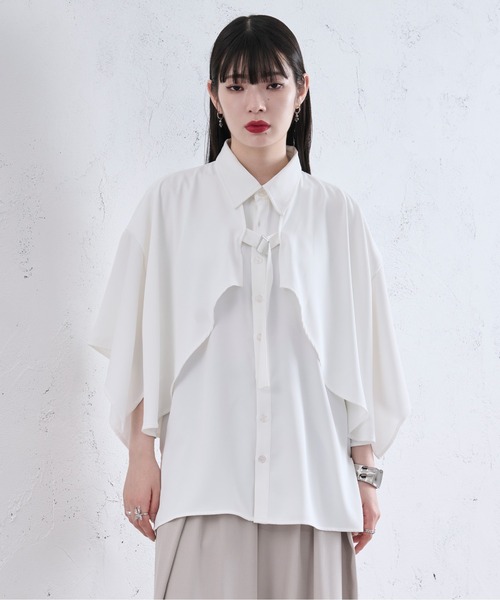 Ellno Loset(エルノロゼット)の「ラッフルヨークベルトツキシャツ(シャツ/ブラウス・メンズ・オフホワイト/ブラック・LARGE/MEDIUM/SMALL)」の6枚目の写真