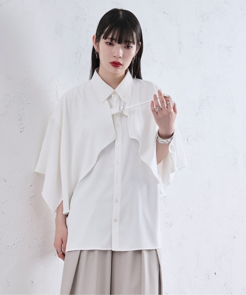 Ellno Loset(エルノロゼット)の「ラッフルヨークベルトツキシャツ(シャツ/ブラウス・メンズ・オフホワイト/ブラック・LARGE/MEDIUM/SMALL)」の7枚目の写真
