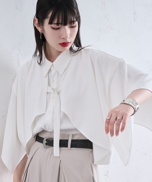 Ellno Loset(エルノロゼット)の「ラッフルヨークベルトツキシャツ(シャツ/ブラウス・メンズ・オフホワイト/ブラック・LARGE/MEDIUM/SMALL)」の5枚目の写真