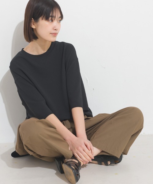 OMNES(オムネス)の「コットンポプリンギャザーイージーパンツ(その他パンツ・レディース・アイボリー/ブラック/イエロー/モカ/カーキ/ネイビー・MEDIUM/LARGE)」の21枚目の写真