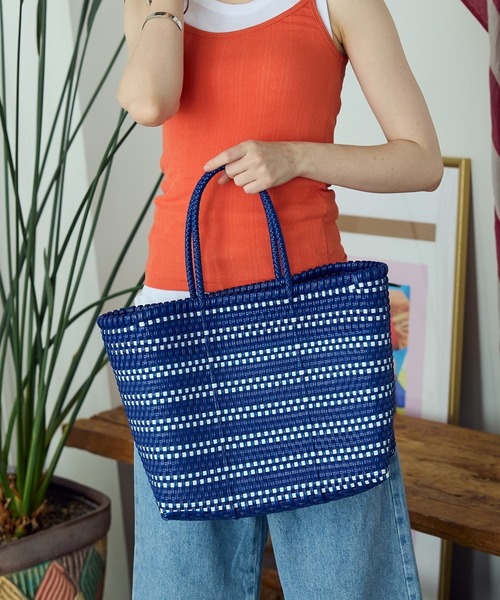 SANRAMI（サンラミ）の「SANRAMI/サンラミ BORDER メルカドバッグ かごバッグ（かごバッグ・レディース・ホワイト/シルバー・FREE）」の11枚目の写真