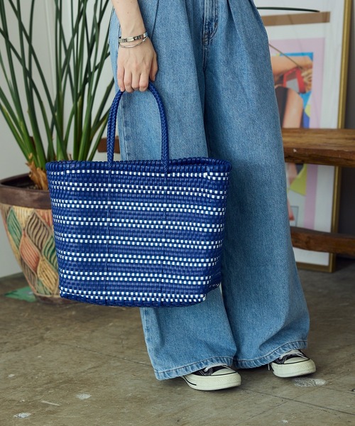 SANRAMI（サンラミ）の「SANRAMI/サンラミ BORDER メルカドバッグ かごバッグ（かごバッグ・レディース・ホワイト/シルバー・FREE）」の13枚目の写真