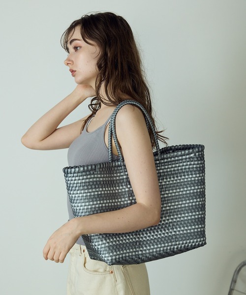 SANRAMI（サンラミ）の「SANRAMI/サンラミ BORDER メルカドバッグ かごバッグ（かごバッグ・レディース・ホワイト/シルバー・FREE）」の17枚目の写真