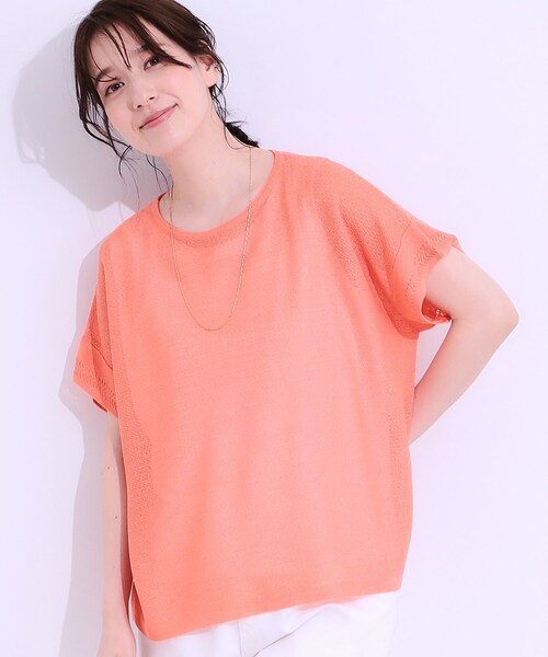 SHOO・LA・RUE（シューラルー）の「【S-LL/2点セット】涼やかに楽に決まる タンクトップ＋編み柄ニット（その他トップス・レディース・ブラック/ライトオレンジ系/ナチュラル・01/02/03/04）」の3枚目の写真