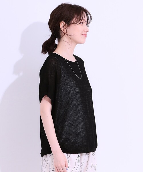 SHOO・LA・RUE（シューラルー）の「【S-LL/2点セット】涼やかに楽に決まる タンクトップ＋編み柄ニット（その他トップス・レディース・ブラック/ライトオレンジ系/ナチュラル・01/02/03/04）」の5枚目の写真