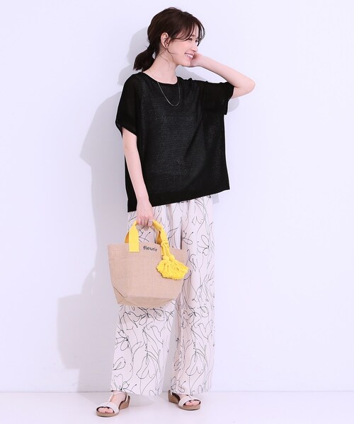 SHOO・LA・RUE（シューラルー）の「【S-LL/2点セット】涼やかに楽に決まる タンクトップ＋編み柄ニット（その他トップス・レディース・ブラック/ライトオレンジ系/ナチュラル・01/02/03/04）」の6枚目の写真