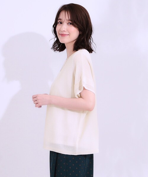 SHOO・LA・RUE（シューラルー）の「【S-LL/2点セット】涼やかに楽に決まる タンクトップ＋編み柄ニット（その他トップス・レディース・ブラック/ライトオレンジ系/ナチュラル・01/02/03/04）」の9枚目の写真