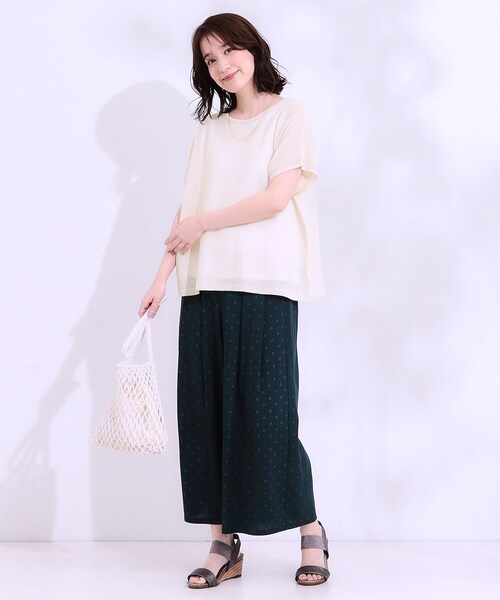 SHOO・LA・RUE（シューラルー）の「【S-LL/2点セット】涼やかに楽に決まる タンクトップ＋編み柄ニット（その他トップス・レディース・ブラック/ライトオレンジ系/ナチュラル・01/02/03/04）」の10枚目の写真