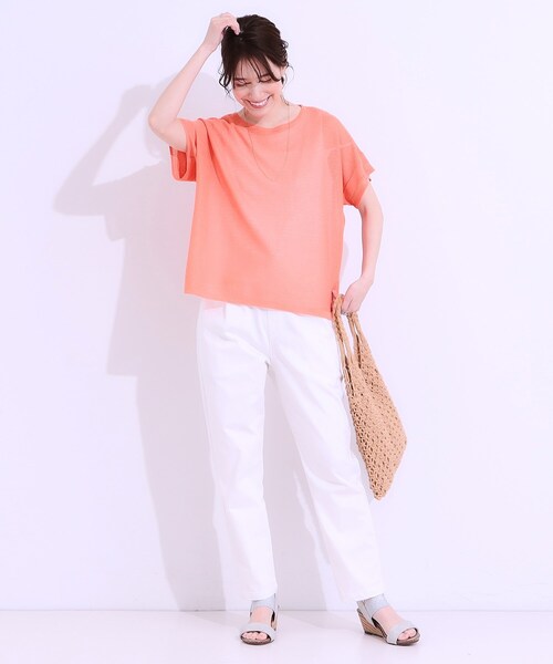 SHOO・LA・RUE（シューラルー）の「【S-LL/2点セット】涼やかに楽に決まる タンクトップ＋編み柄ニット（その他トップス・レディース・ブラック/ライトオレンジ系/ナチュラル・01/02/03/04）」の14枚目の写真