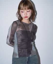【zozo限定】ライン ニュアンスカラー シアー ロングトップス
