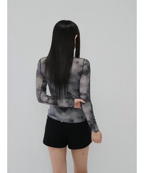 Enewd nina(エニュードニーナ)の「【zozo限定】ライン ニュアンスカラー シアー ロングトップス(Tシャツ/カットソー・レディース・カーキ/グレー/ブルー・FREE)」の7枚目の写真
