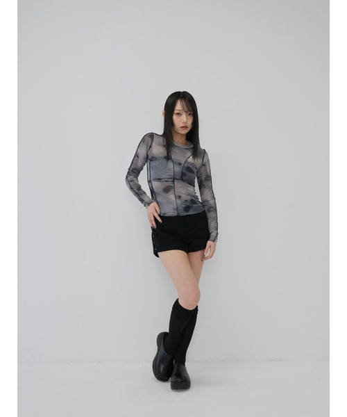 Enewd nina(エニュードニーナ)の「【zozo限定】ライン ニュアンスカラー シアー ロングトップス(Tシャツ/カットソー・レディース・カーキ/グレー/ブルー・FREE)」の12枚目の写真